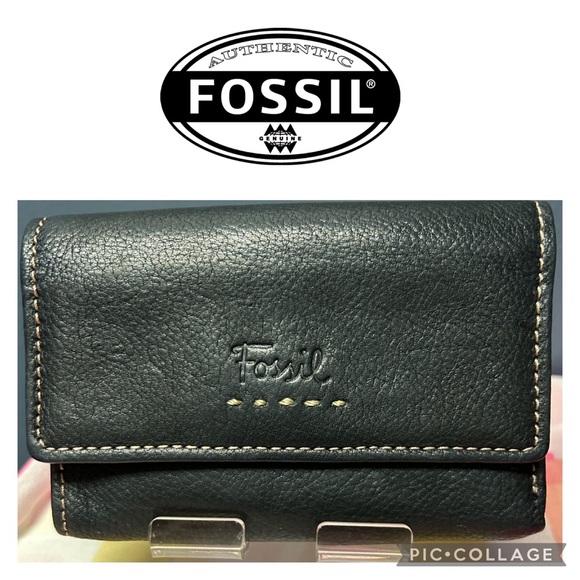 Fossil Bags Fossil Black Leather Wallet Tri Fold 6x4 Like New